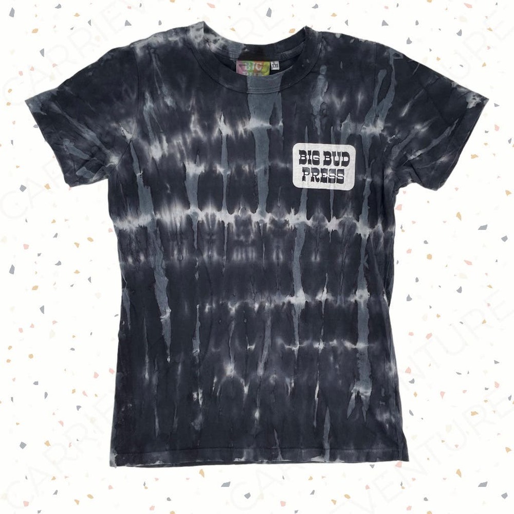 Big Bud Press Black Short Sleeve Tee Tie Dye Painted Stripes Unisex Size XXS